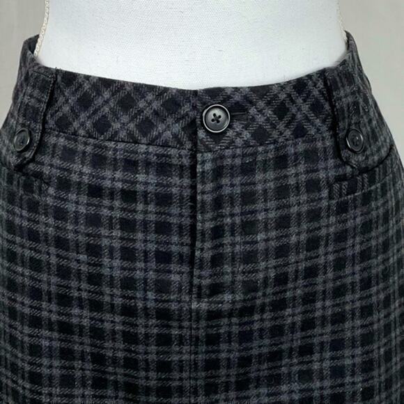 Eddie Bauer Black Gray Wool Blend Dark Academia Plaid Skirt NWOT Size 6P - Picture 2 of 9